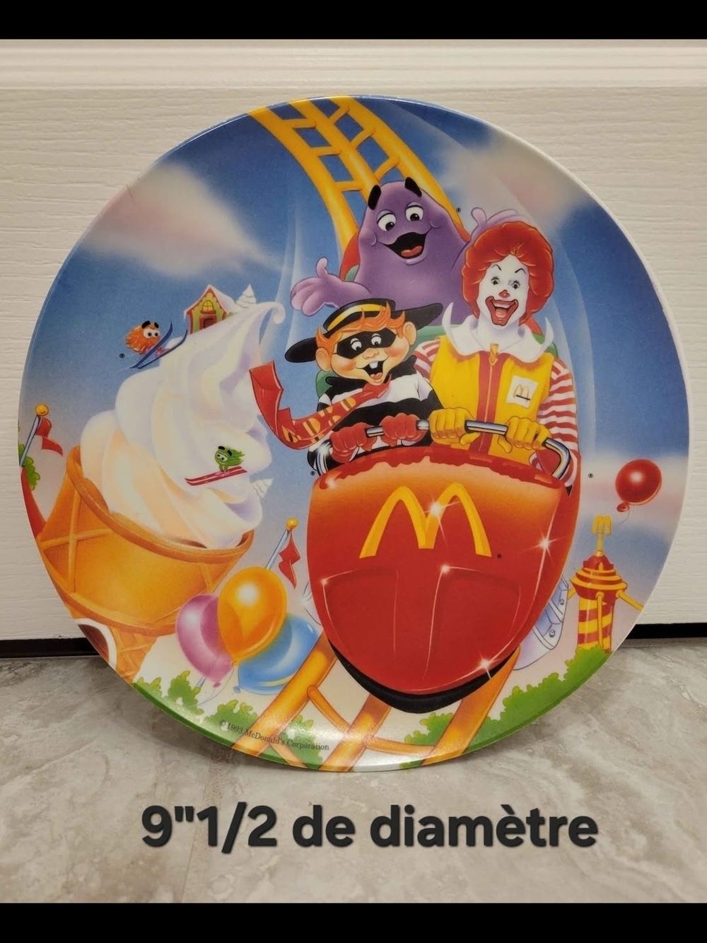 4x 1993 McDonald's Roller Coaster Plate with Ronald McDonald